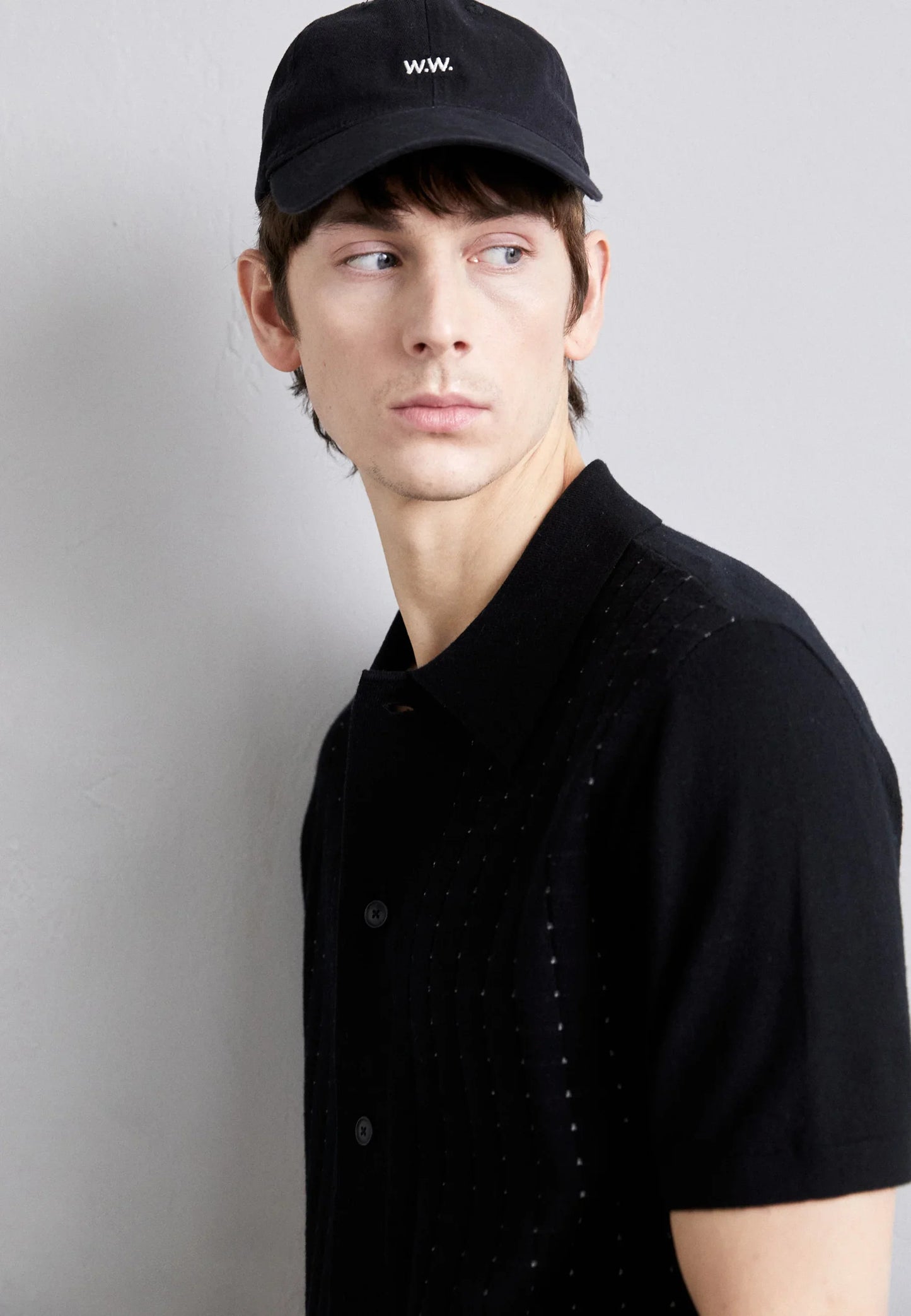 Ribbed Cotton Polo Shirt - Black