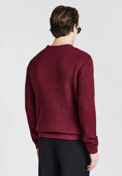 Men's Round Neck Acrylic Blend Jumper - Red