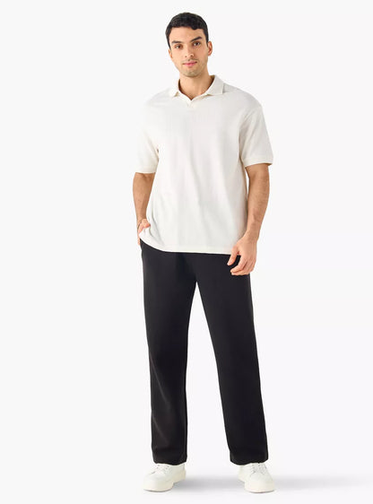 Textured Boxy Polo Shirt - White