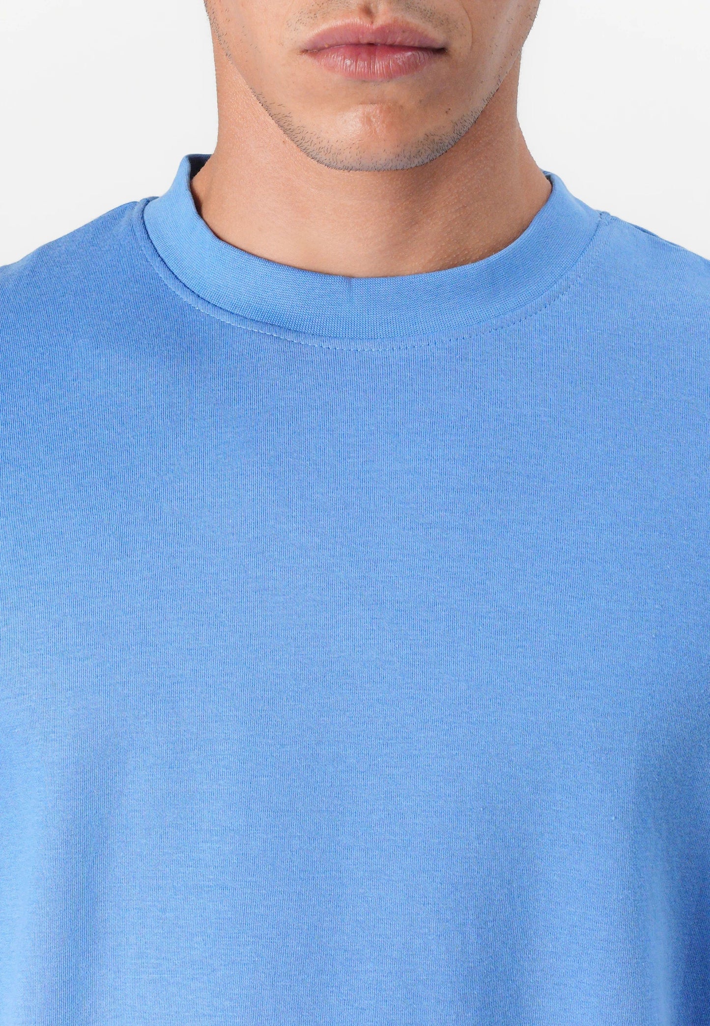 Men's Basic Oversized Round Neck T-Shirt - Blue