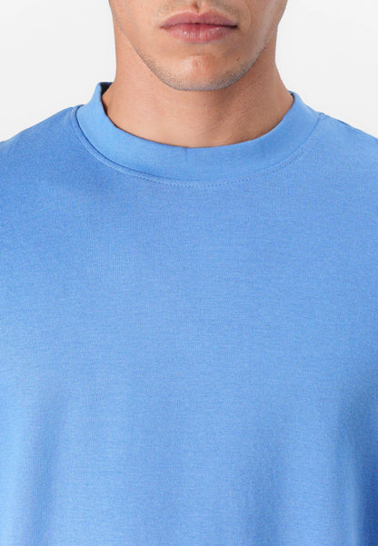 Men's Basic Oversized Round Neck T-Shirt - Blue