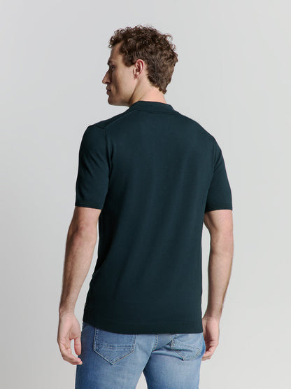 Polo Shirt with Zip - Dark Blue