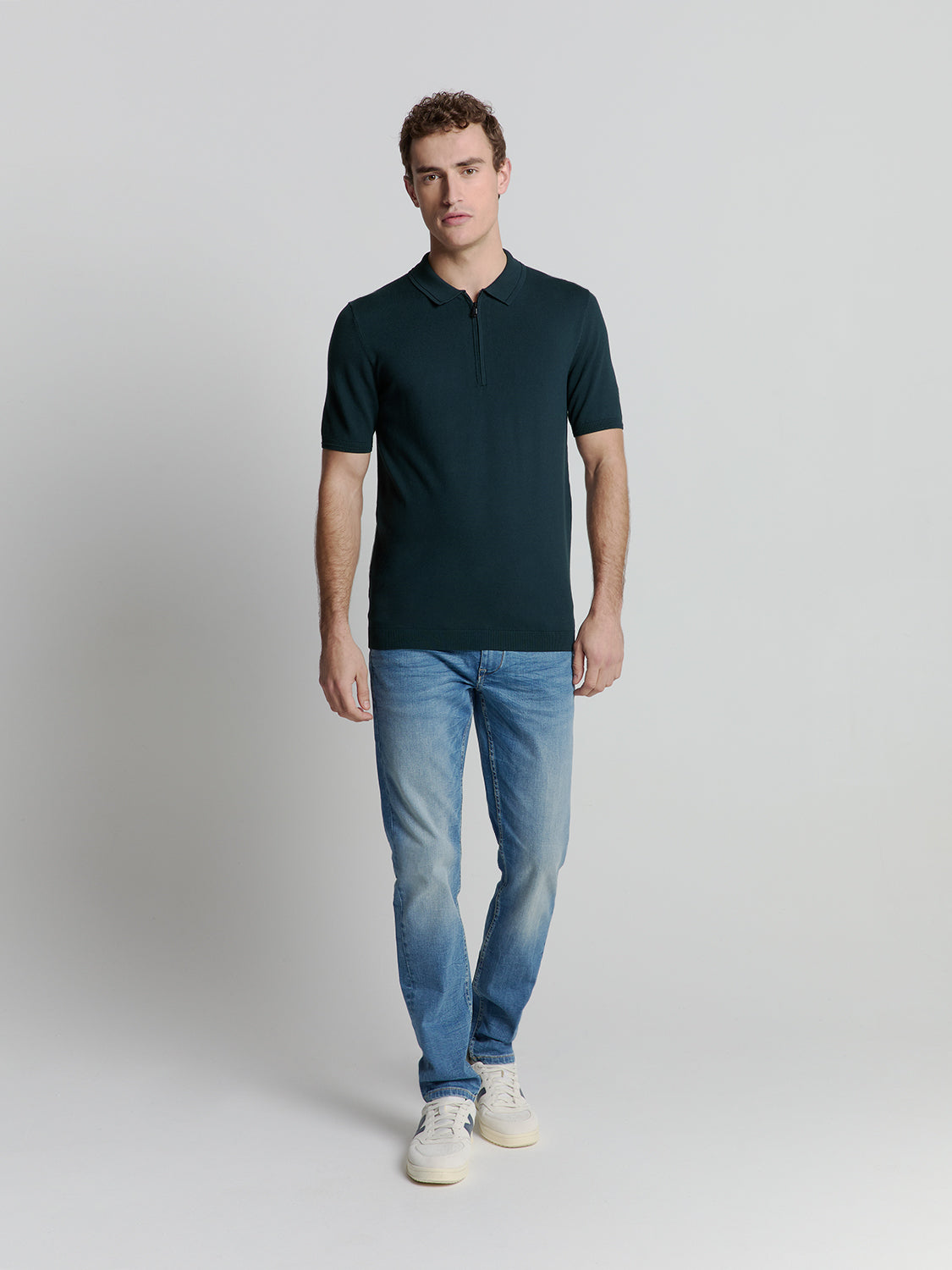 Polo Shirt with Zip - Dark Blue