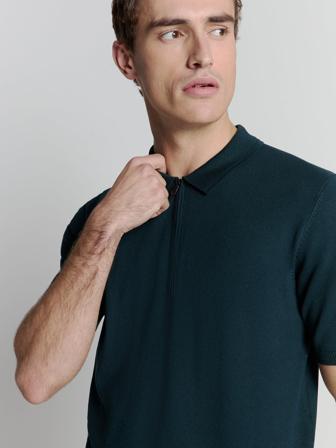 Polo Shirt with Zip - Dark Blue