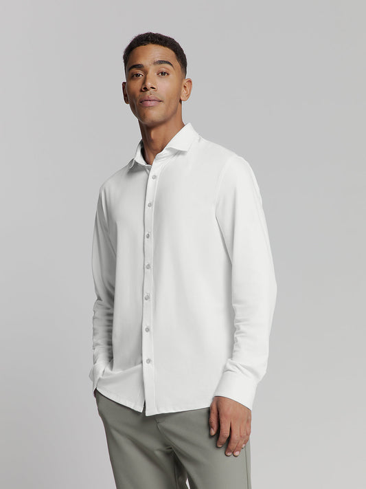 Slim Fit Long Sleeve Cotton Shirt - White