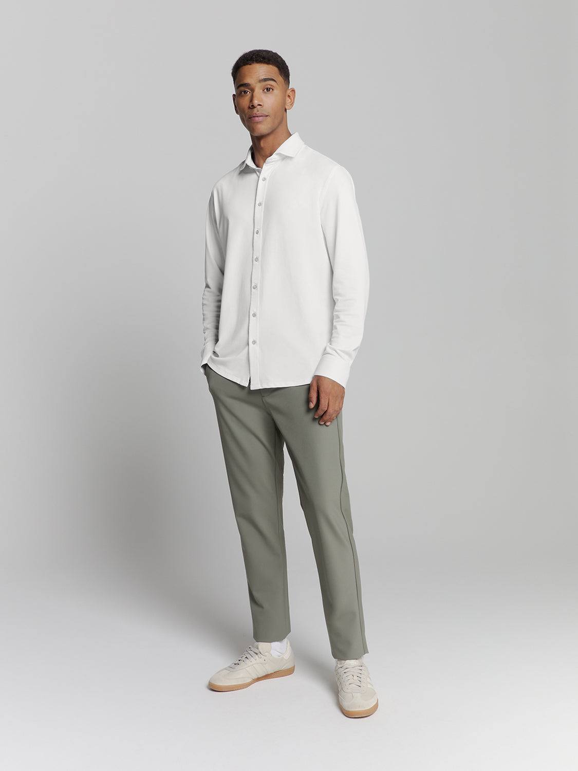 Slim Fit Long Sleeve Cotton Shirt - White