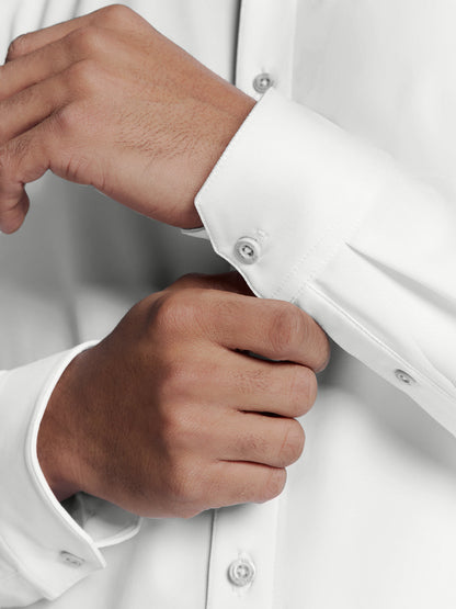 Slim Fit Long Sleeve Cotton Shirt - White