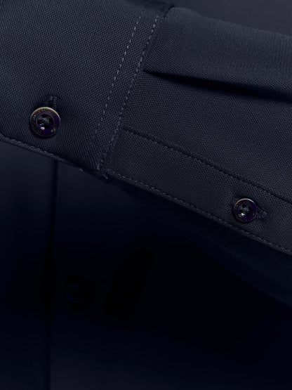 Slim Fit Long-Sleeve Cotton Shirt - Navy Blue