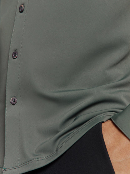 Slim Cotton Long Sleeve Shirt - Moss Green