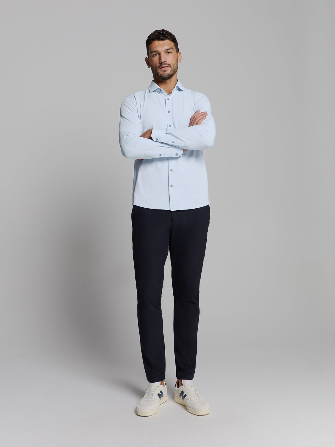 Slim Cotton Long Sleeve Shirt - Ice