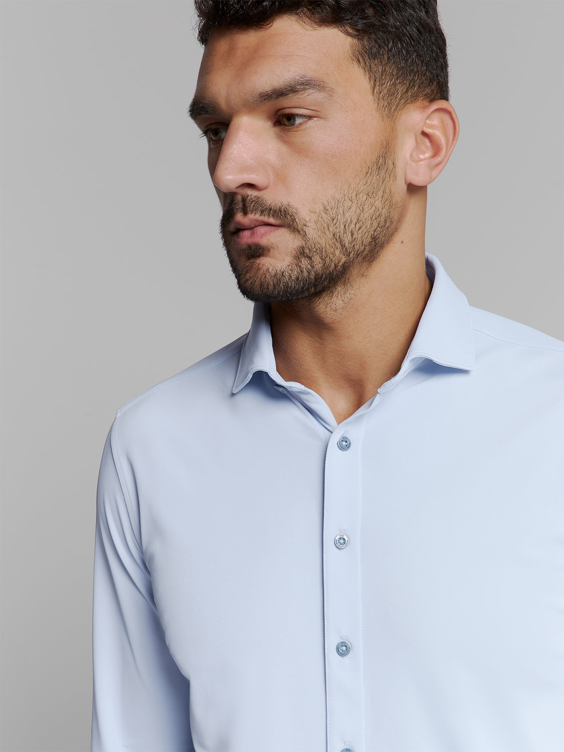 Slim Cotton Long Sleeve Shirt - Ice