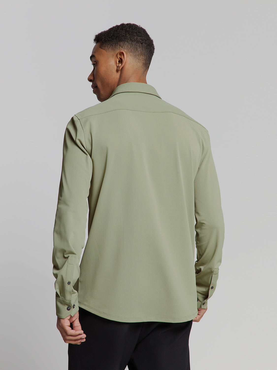 Slim Fit Long Sleeve Cotton Shirt - Light Green