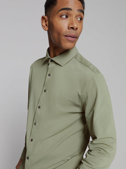 Slim Fit Long Sleeve Cotton Shirt - Light Green