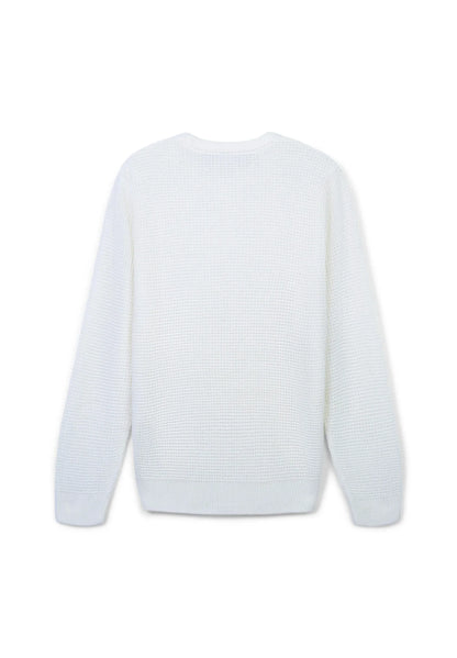 Men's Round Neck Polyacrylic Jumper - White
