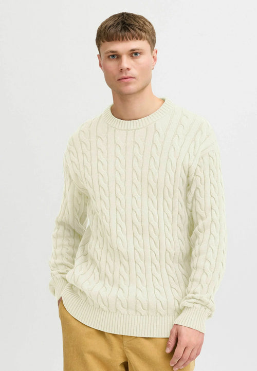Textured Jumper with Round Neck - Beige