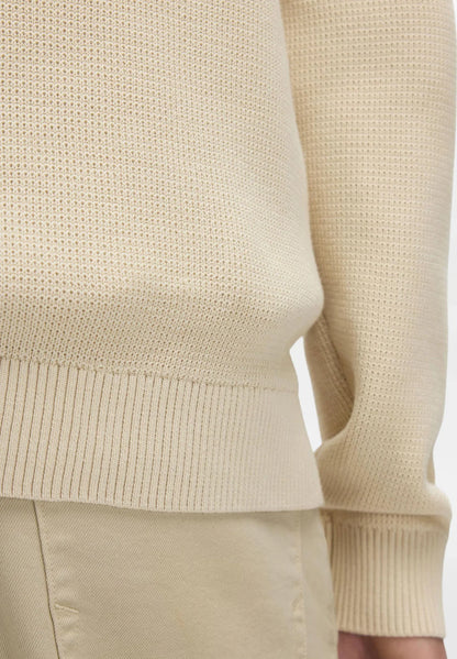 Cardigan Comfort with High Neck and Zipper – Beige