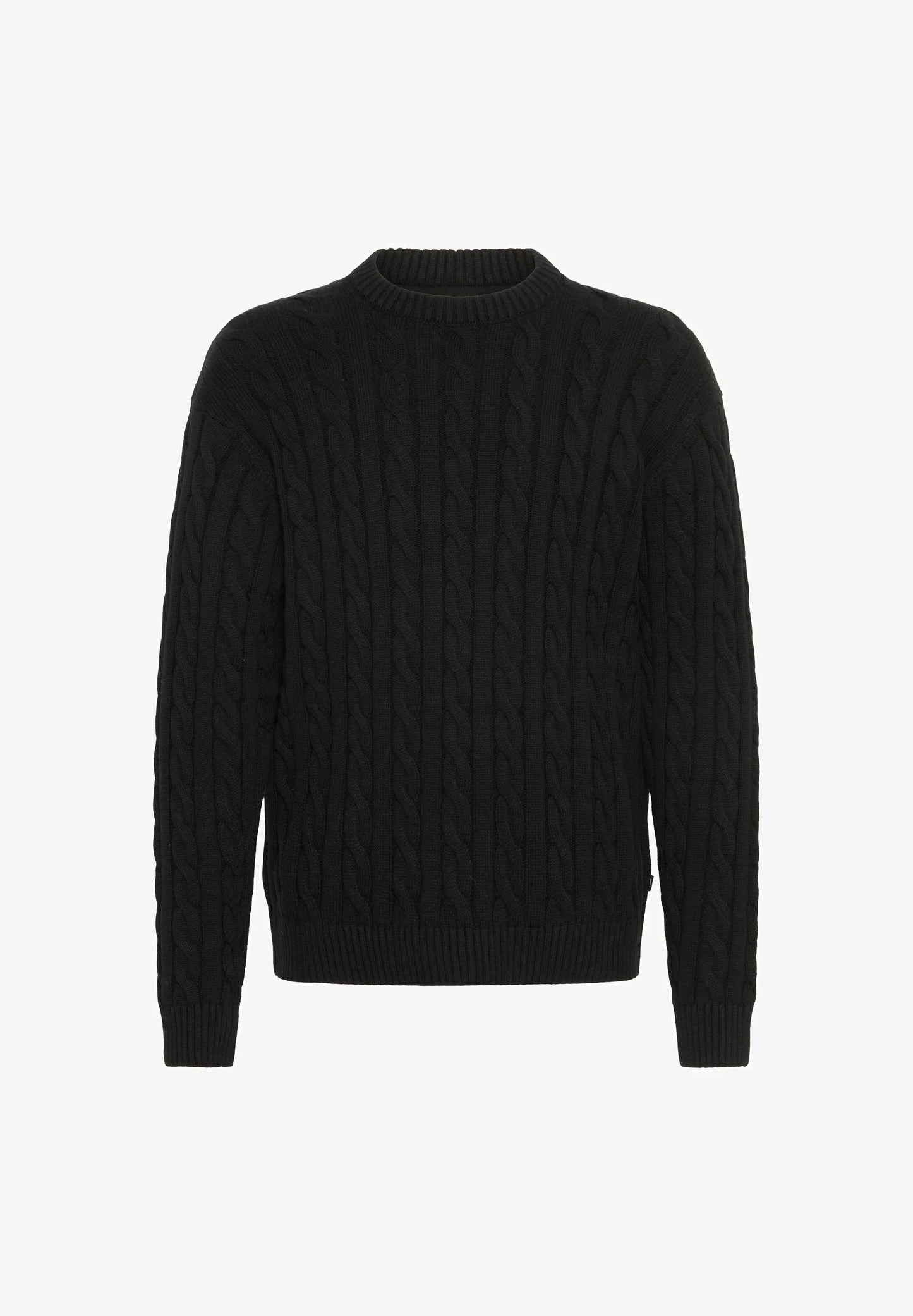 Textured Jumper with Round Neck - Black