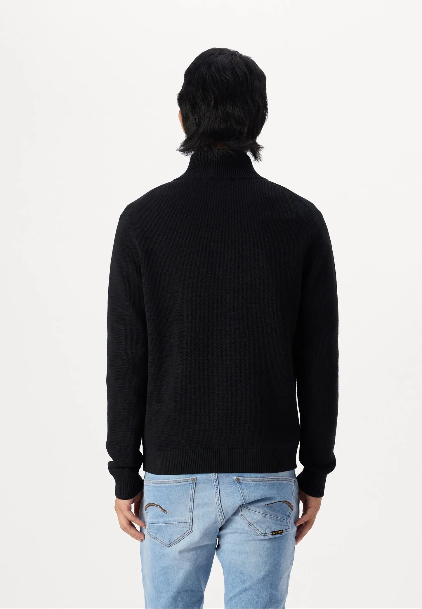 Comfort Cardigan with High Neck and Zip - Black