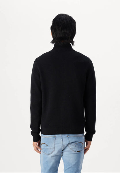 Comfort Cardigan with High Neck and Zip - Black