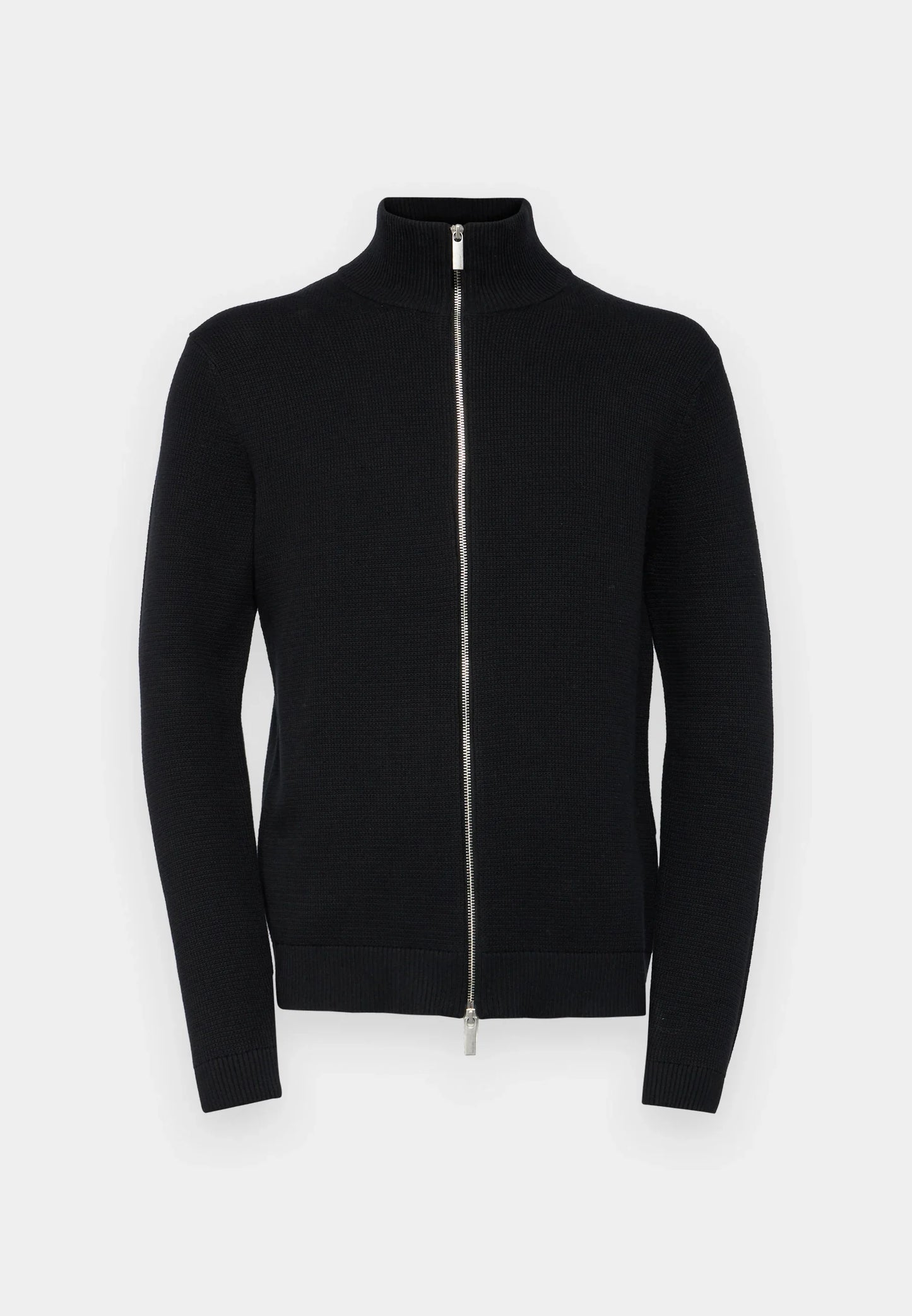 Comfort Cardigan with High Neck and Zip - Black