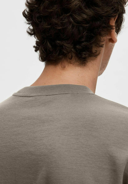 Men's Oversized Basic Round Neck T-Shirt - Brown