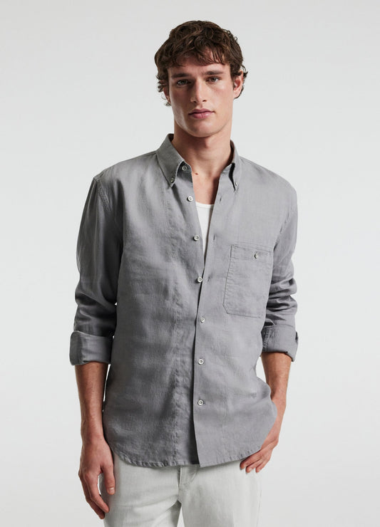 Classic Linen Shirt with Front Pocket