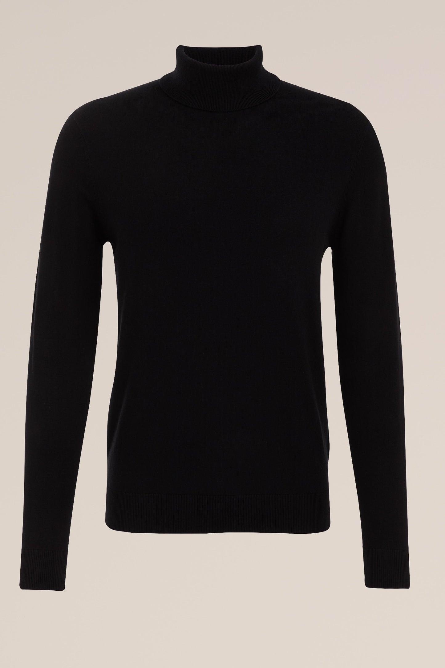 Fine Knit Polo Neck Jumper - Black