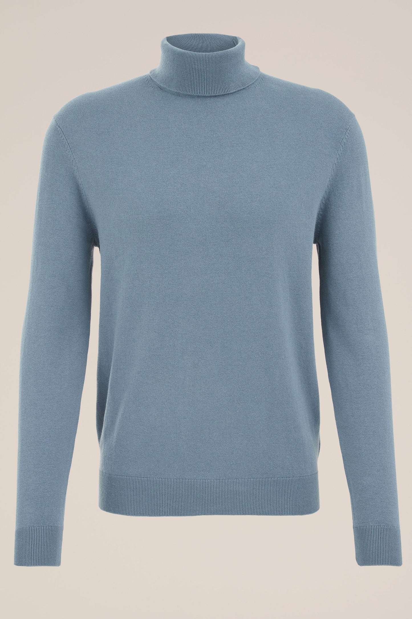 Fine Knit High Neck Jumper - Blue