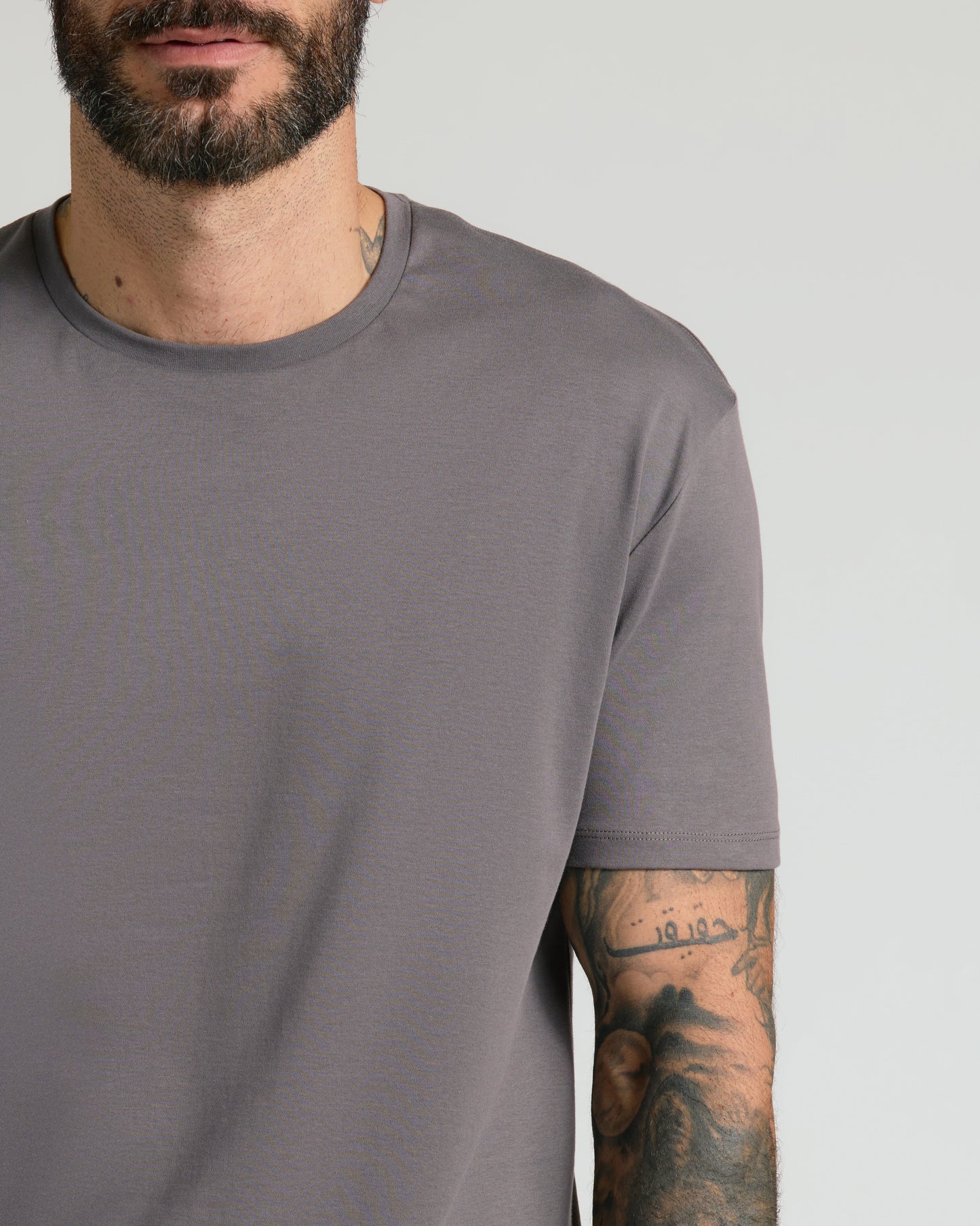 Classic Round Neck T-Shirt - Light Grey