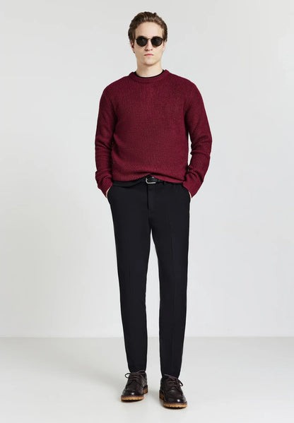 Men's Round Neck Acrylic Blend Jumper - Red