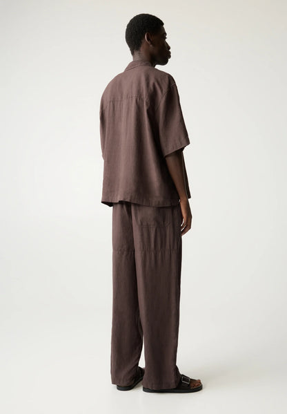 Linen Blend Trousers - Brown