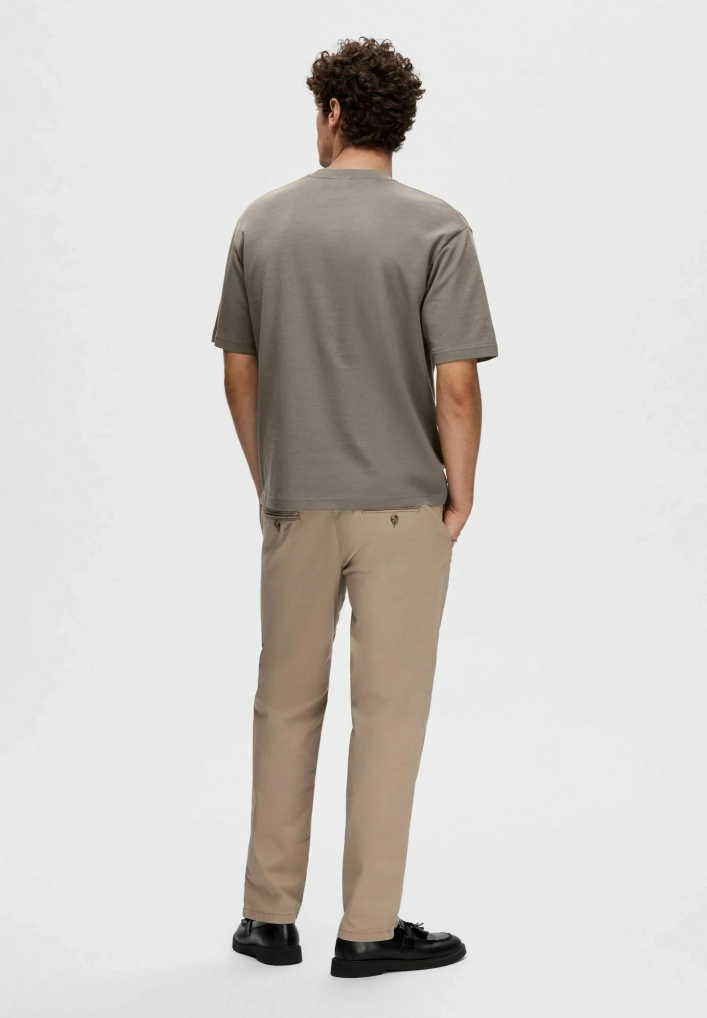 Men's Oversized Basic Round Neck T-Shirt - Brown