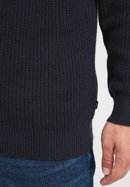 Men's Troyer Neck Jumper with Zipper - Navy Blue