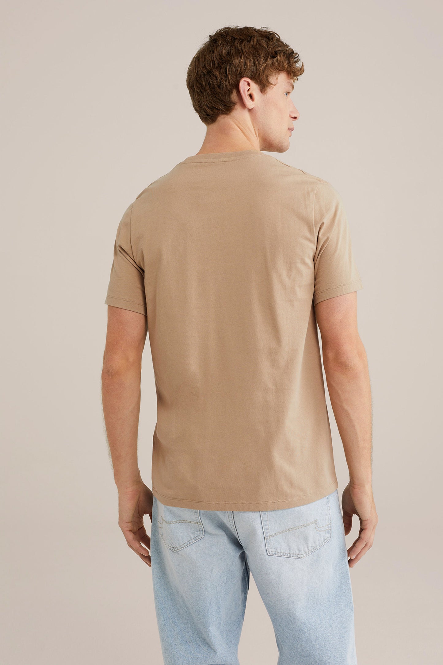 Regular Fit Basic T-Shirt - Beige