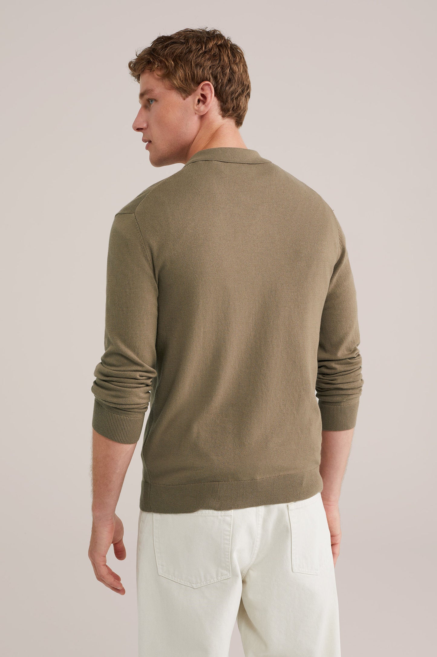 Fine Knit Jumper with Troyer Collar and Zip - Caramel