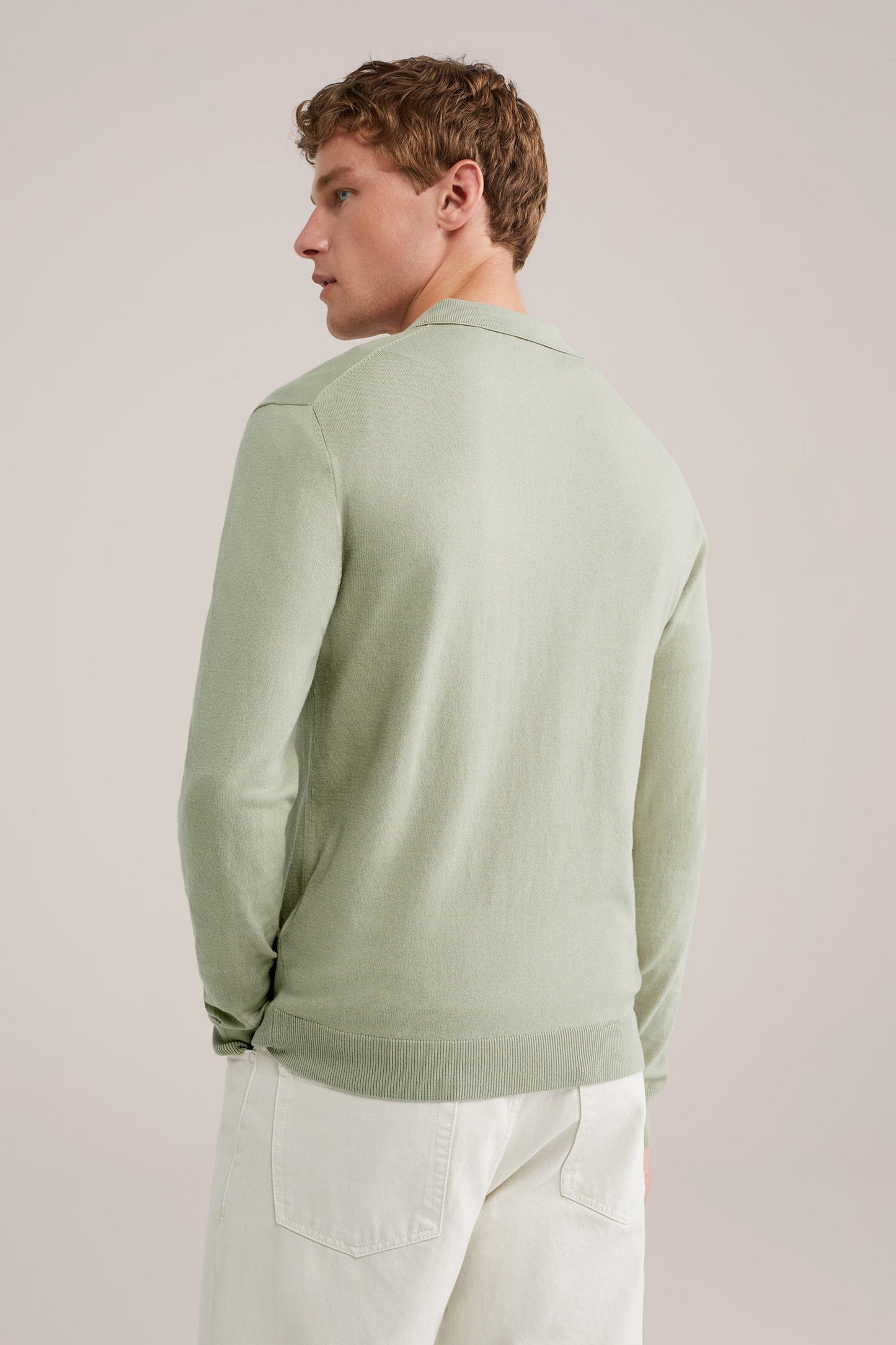 Fine Knit Jumper with Troyer Collar and Zip - Mint