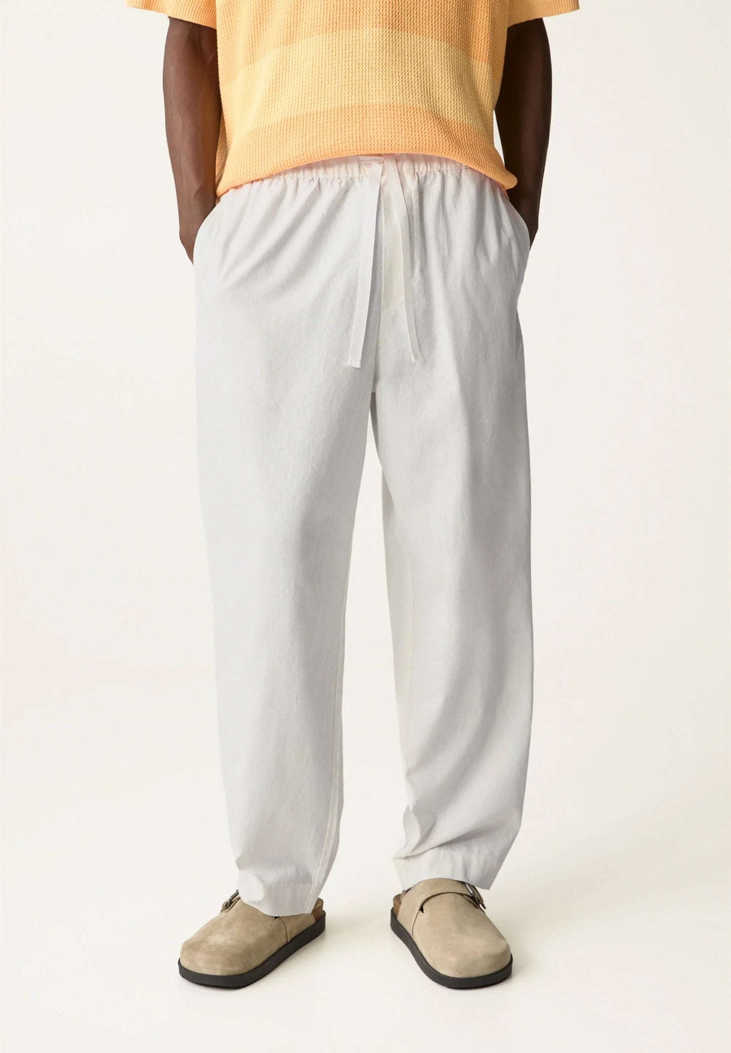 Linen Blend Trousers - White