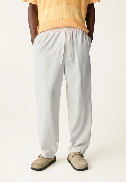 Linen Blend Trousers - White