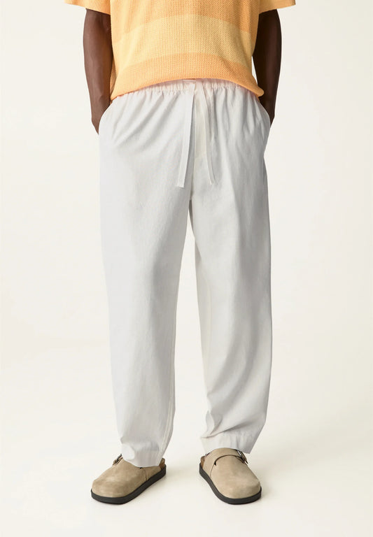 Linen Blend Trousers - White