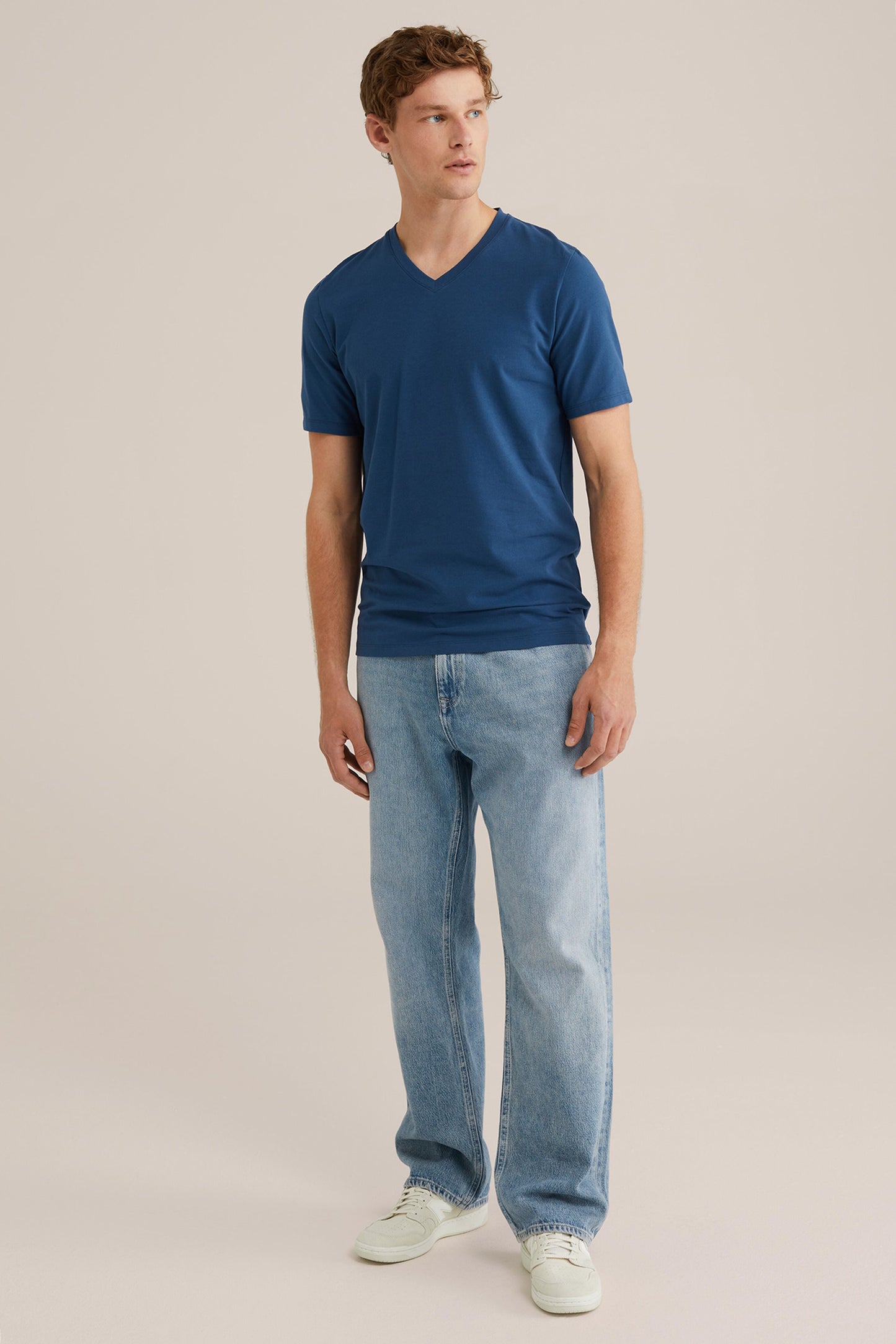 Basic Regular Fit V-Neck T-Shirt - Blue