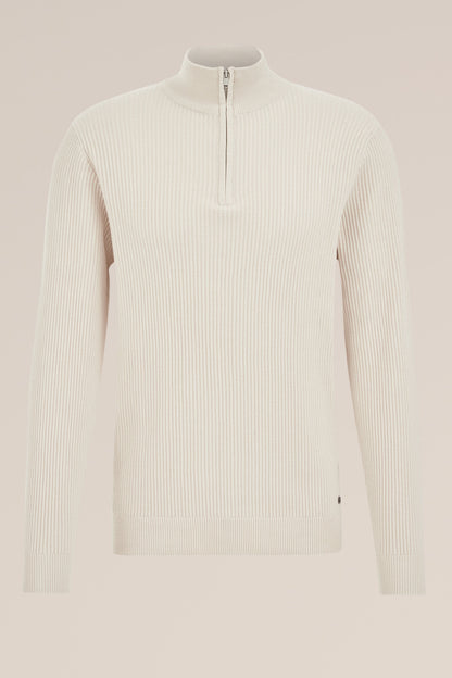 Regular Fit Zip-Up Jumper - Beige