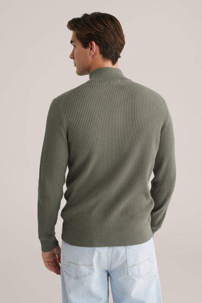 Regular Fit Zipped Jumper - Green
