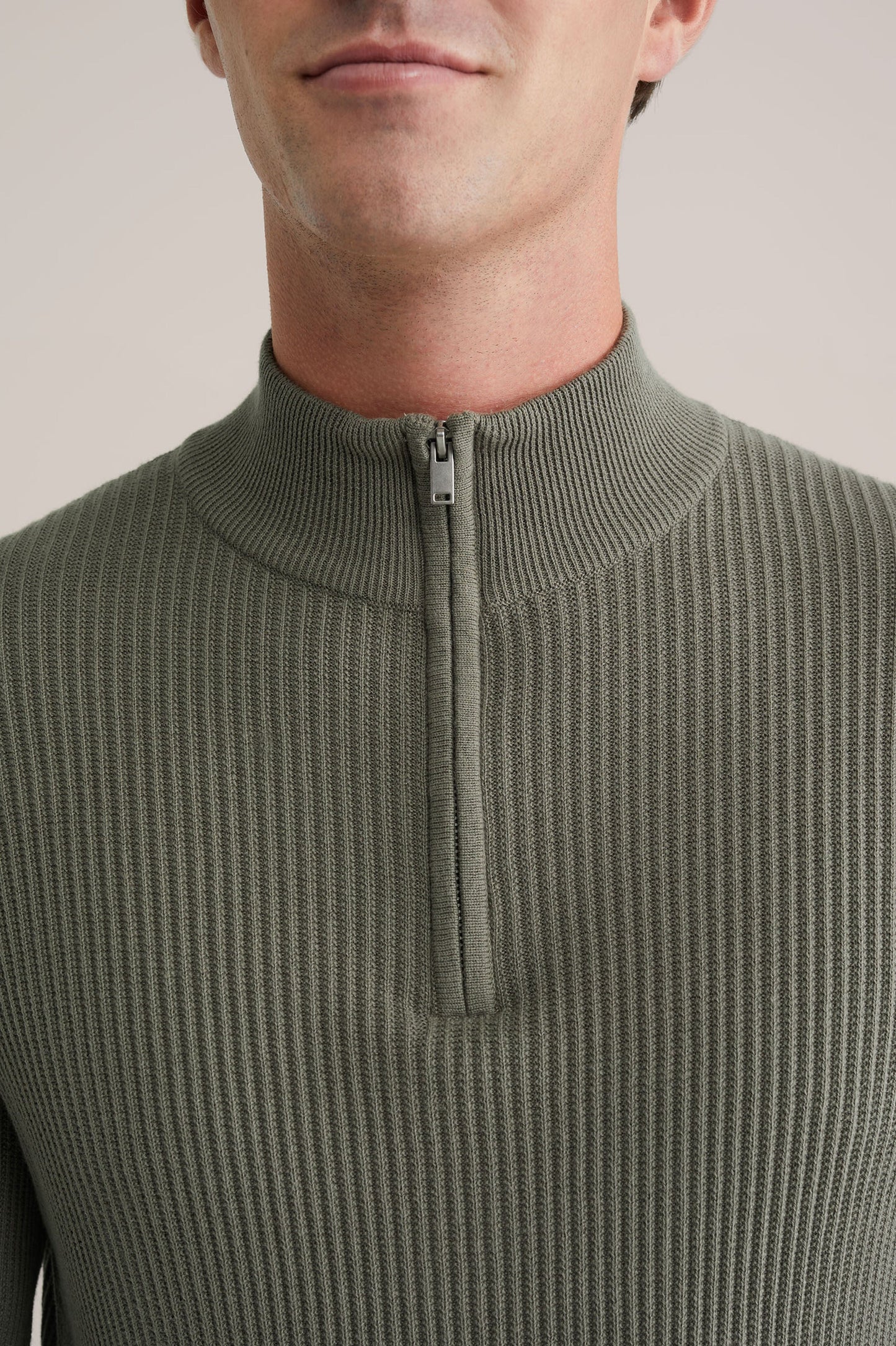 Regular Fit Zipped Jumper - Green