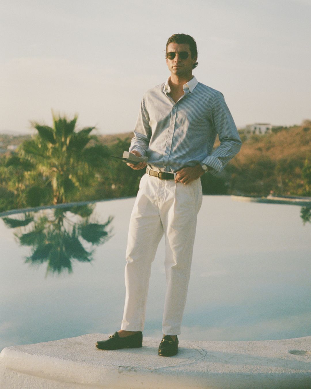 Straight Fit Linen Trousers - White