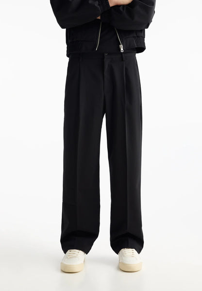 Casual Wide Fit Trousers - Black