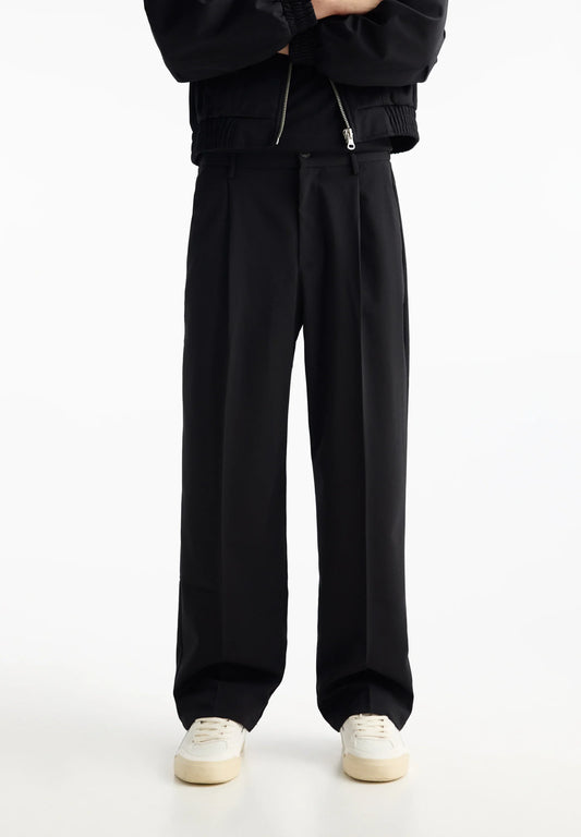 Casual Wide Fit Trousers - Black