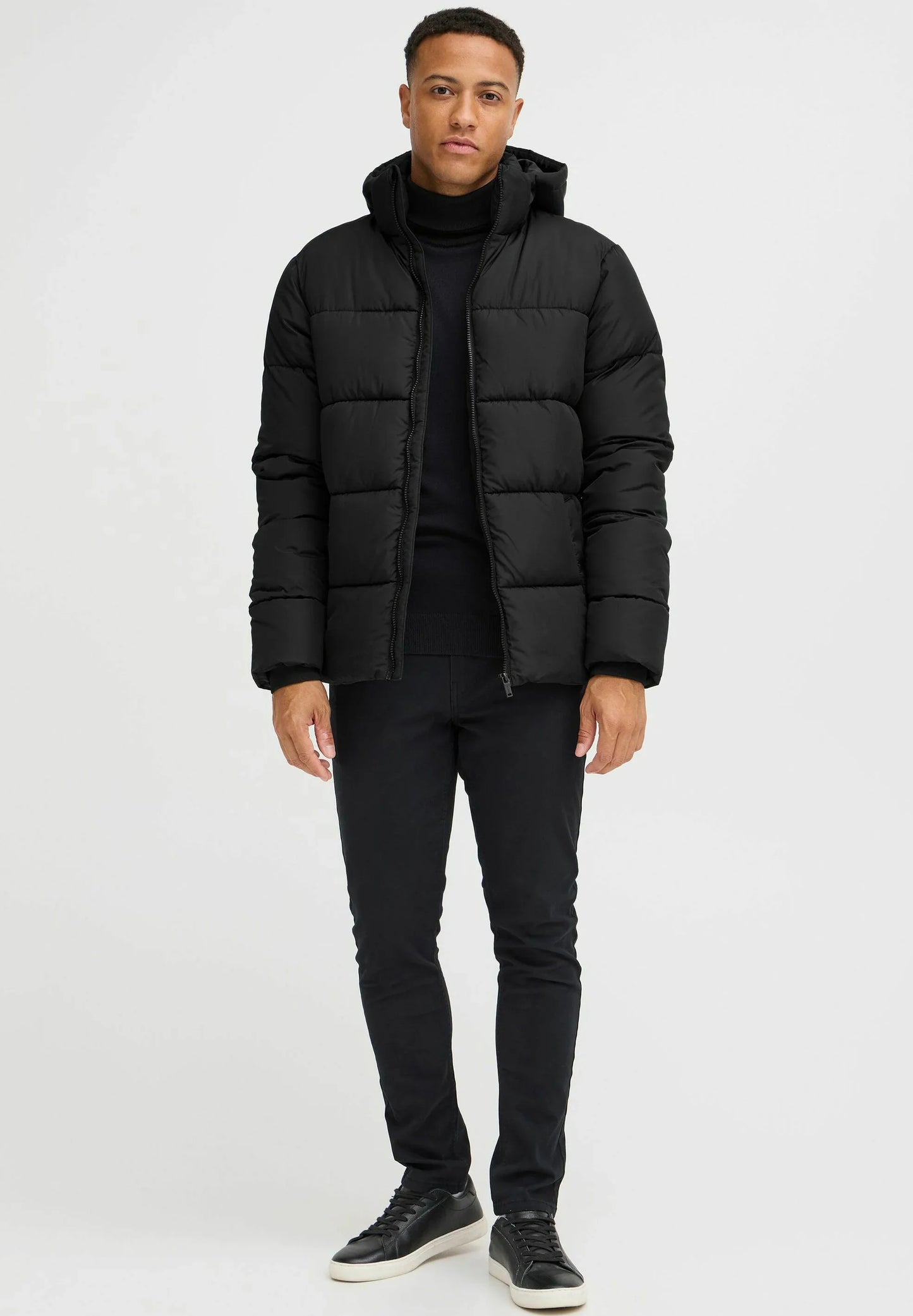 Ultra-Light Puffer Jacket with Hood - Black