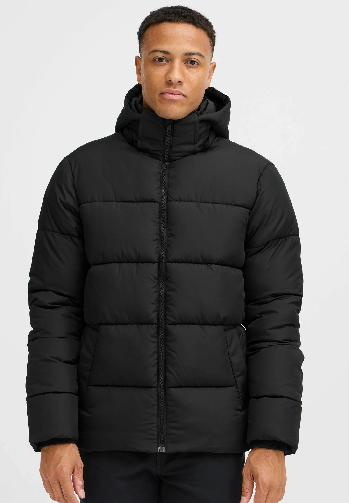 Ultra-Light Puffer Jacket with Hood - Black