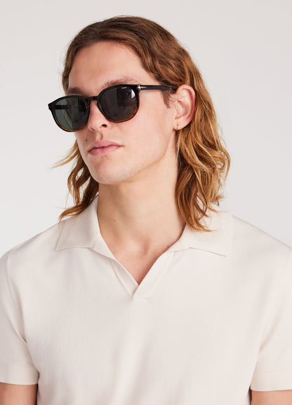 Ribbed Polo Collar Shirt - Light Beige