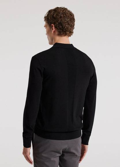 Long Sleeve Polo Shirt - Black